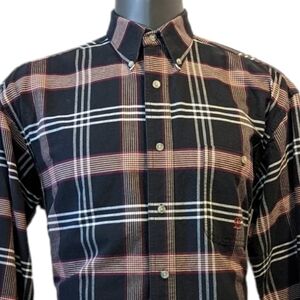 WRANGLER TwentyX navy blue plaid button down shirt large